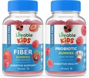 Fibre préciotique vivace sans sucre Enfants + Probiotique + Fibre prébiotique Enfants, Gummies Bundle - Grande dégustation, supplément de vitamine, sans gluten, sans OGM, Gummy à croquer