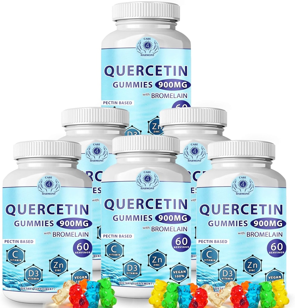 Quercetin Gummies - Quercetin with Bromelain Vitamin C + Zinc Vitamin D3 – Chewable Quercetin 900mg Supplements - Quercetin for Kids and Adults (6)