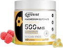 Glycinat de magnésium Gommies 500mg, Gommies sans sucre avec L-Tryptophane 500mg - Supplément Gommies de magnésium Gommies à croquer pour les femmes et les hommes Vegan, Gommies organiques 60 Compte