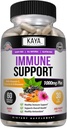 Kaya Naturals Elderberry Immune Support, Elderberry avec du zinc et de la vitamine C pour les adultes Vitamines, probiotiques et curcuma 1000mg Impune System Booster Sambucus Capsules - 60 Compte