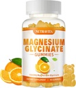 Magnésium Glycinat Gommies 1000mg avec Magnésium L-Thréonate, Supplément complexe de potassium de magnésium avec VitD, B6, CoQ10, Calcium, Supports pour la mémoire, Calme, Mood - 90 Gommies Orange
