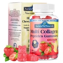 Multi collagène Peptides Gommies, sans sucre Hydrolysés 5000mg Protéines de type I,II,III,V,X avec Biotine Acide hyaluronique Vitamine C A D B6 B12 L-Glutathion pour les cheveux de peau Oies des ongles - Gommies de mûres