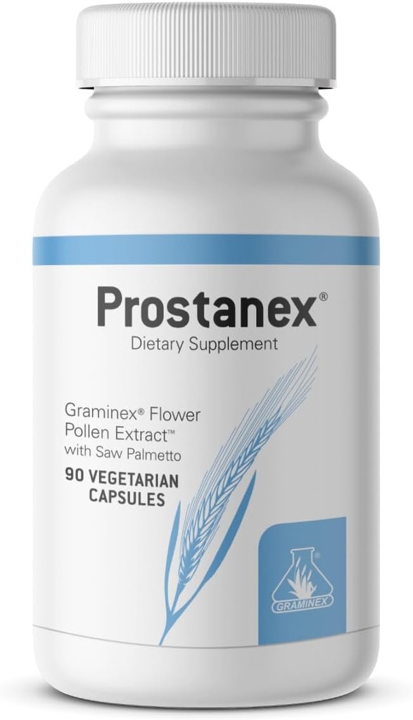 Graminex Prostanex - Prostate Health Supplement Flower Pollen Extract, Saw Palmetto - Soutien pour la lutte contre la vésicule et la santé urinaire, Rye Pollen Extract Fabriqué aux États-Unis, 90 Capsules végétariennes