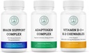 Vitality & Mind Wellness Trio Bundle - Complexe de soutien au cerveau, complexe adaptogène et vitamine D3+K2