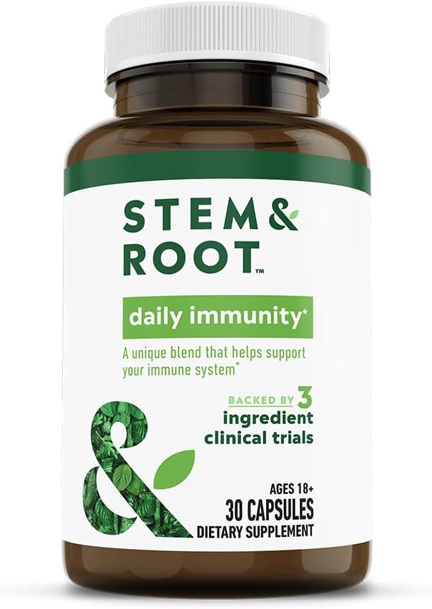 Stem & Root Daily Immunity Herbal Supplement with Zinc, & BeniCaros - Supporte un système immunitaire sain - Powered by Plants, 30 Pack
