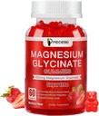 Glycinat de magnésium 600mg, Gommies de magnésium sans sucre pour adultes, supplément de magnésium d'absorption élevée pour le stress et le soulagement musculaire et la santé nerveuse, non-OGM, sans gluten, végétalien, compte 60