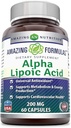 Formules étonnantes Acide alpha lipoïque (complément de 200 Mg) Capsules non-OGM (sans gluten) Fabriquées aux États-Unis (1 Pack, 60)