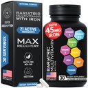 Bariatric Multivitamin with Iron 45mg for Women & Men - 21-in-1 Essential Post Gastric Bypass and Gastric Sleeve Vitamins A,C,D,E, B Complex - No Fillers, Non-GMO - One a Day, 30 Bariatric Iron Caps.