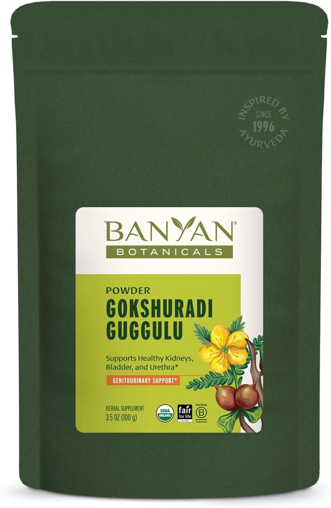 Banyan Botanicals Gokshuradi Poudre de Guggulu – Supplément ayurvédique biologique avec Guggulu & Gokshura – pour un traitement urinaire et un soutien rénal sains* – 3,5 oz – Vegan non-OGM d'origine durable