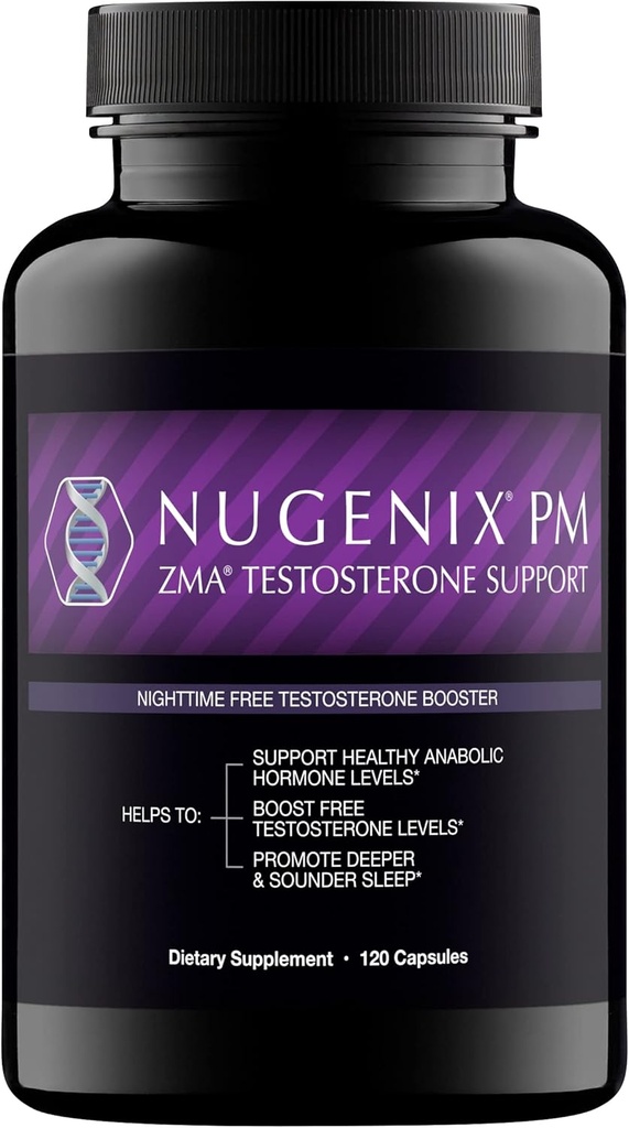 Nugenix PM ZMA - Booster de testostérone sans nuit et soutien de sommeil, 120 Compte