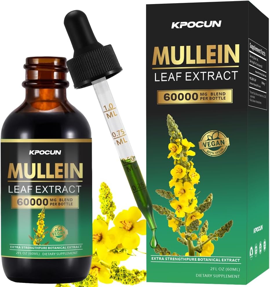 Mullein Drops for Lungs - Lung Cleanse - Leaf Extract - Herbal Supplements - Powerful Mullein for Immune Support,Detox & Respiratory Support - 2 fl oz