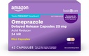 Amazon Basic Care Omeprazole Retardé libération Mini Capsules 20 mg, Réducteur acide, 24HR Heartburn Relief, 42 Compte Pack