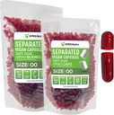 XPRS Nutra Vegan Taille 00 Capsules séparées - 1000 Compte Capsules vides Premium Séparées dans des sacs - 00 Pills vides pour le remplissage de supplément de bricolage (rouge clair)
