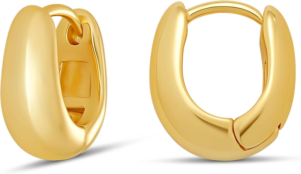 Amazon Essentials 14K Gold or Sterling Silver Plated Teardrop Huggie Hoop 12mm