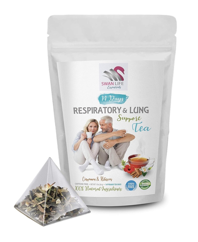 Thé à la menthe poivrée - SOUTIEN RESPIRATOIRE ET LUNG TEA 14 jours - racine astragalus membranaceus, cannelle, Hibiscus, marshmallow Racine, tisane à base de plantes biologiques, herbes de soutien pulmonaire, thé immunitaire - 1paquet 14 sacs