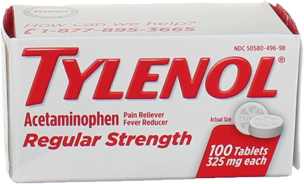 Tylenol Reg Strngth 100'S Taille 100ct Tylenol 325 Mg Force régulière Douleur soulagement