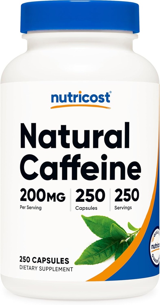 Nutricost Caféine naturelle 200mg, 250 Capsules végétariennes - Sans gluten, non-OGM