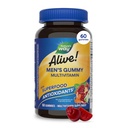 La nature est vivante ! Hommes Multivitamine Gummies, Vitamine Gummy quotidienne pour les hommes, soutient le métabolisme de l'énergie cellulaire, la santé immunitaire, la fonction musculaire*, avec les vitamines A, C, D3, zinc, végétarien, 60 comte