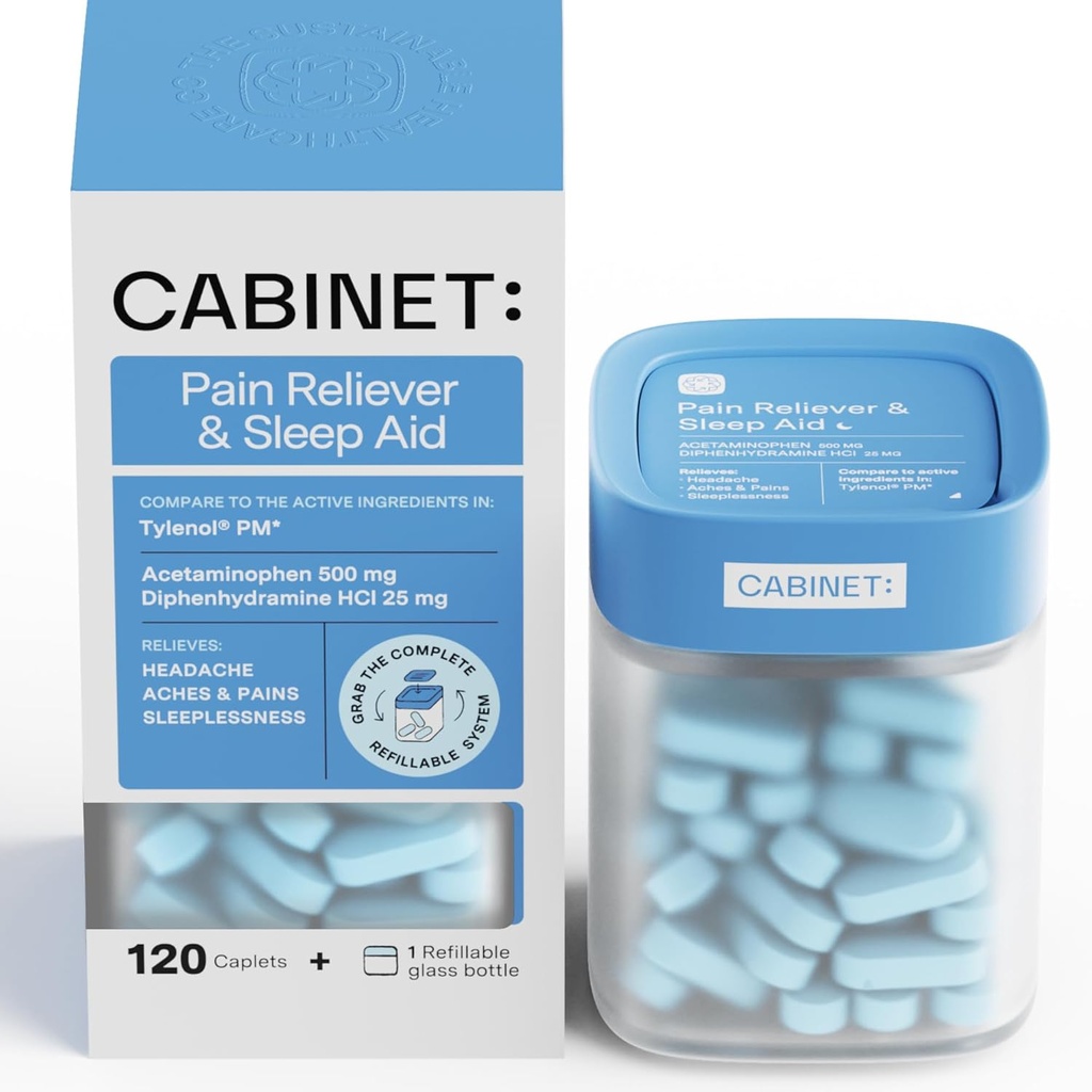 Cabinet: anti-douleur nocturne PM et aide au sommeil pour les maux de tête, le soulagement de la migraine, les douleurs et les douleurs