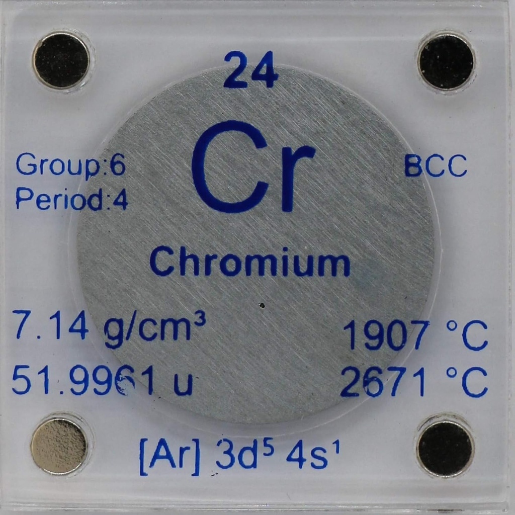Chromium (Cr) Disque métallique de 24.26mm avec boîtier acrylique pour la collecte ou les expériences