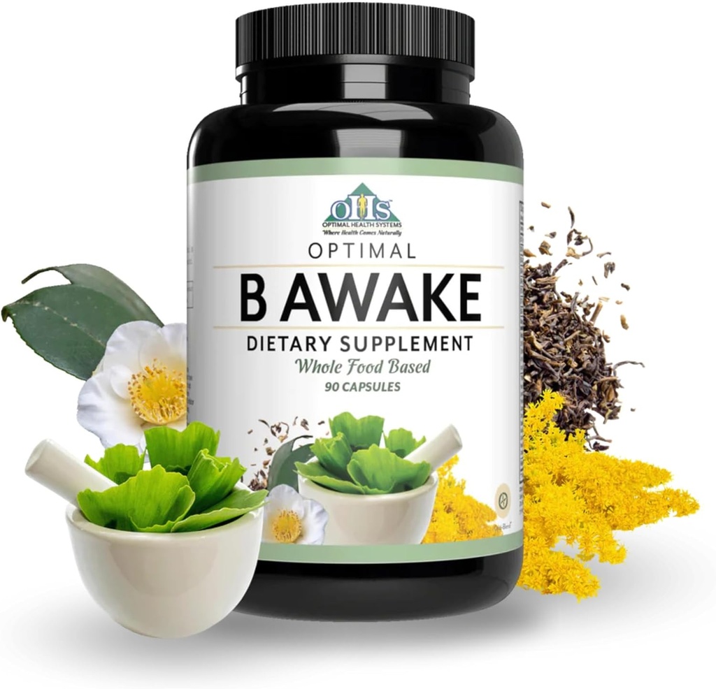 Systèmes de santé optimaux B Réveillez-vous Super B Mélange de vitamines et d'énergie et aliments entiers + enzymes et probiotiques pour l'absorption