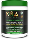 Poudre de Jus Superfood Verts - USDA Bio Super Greens Poudre avec Spiruline, Chlorella, Matcha, Blé Grass, Enzymes et Probiotiques Digestifs - Saveur de chocolat -30 portion