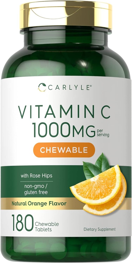 Carlyle Vitamine C Récupérateurs $ 1000mg $ 180 Comprimés $ Végétarien, Non-OGM, Supplément sans gluten