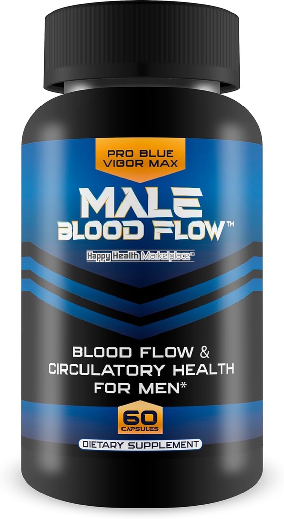 Pro Blue Vigor Max Male Flux sanguin - Nos meilleurs suppléments de circulation sanguine pour les hommes - Nos meilleurs suppléments d'oxyde nitrique pour les hommes - Supplément de flux sanguin - Soins quotidiens de flux sanguin
