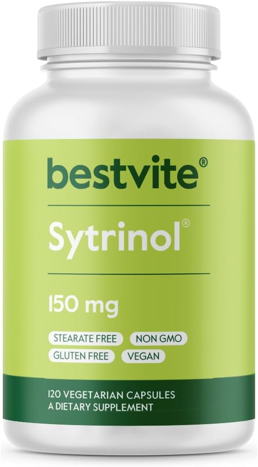 BESTVITE Sytrinol 150mg (120 Capsules végétariennes) - Mélange breveté d'extraits naturels d'agrumes et de fruits de palme - Pas de stéarate - Vegan - Non OGM - Sans gluten