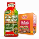 Vitamine Energy Immune+ Extra Strength Energy Shot Fruit Punch 24 Pack, 260mg Caféine naturelle, B-Vitamines, Citicoline, Thé vert, Immunity & Focus Support, Zéro sucre, Sans gluten 1,93 fl oz