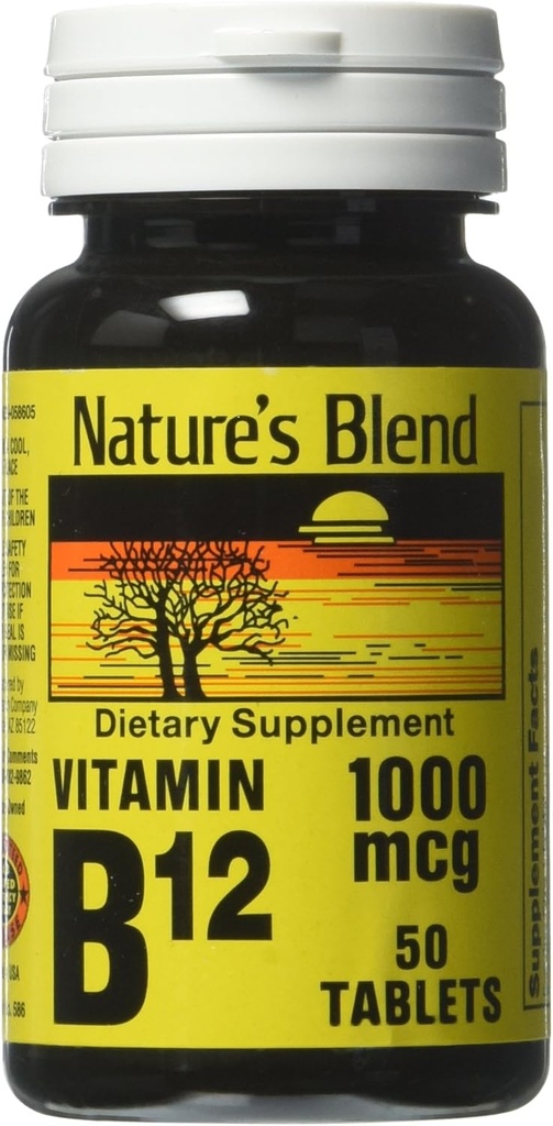 Mélange naturel de vitamine B12 comprimés, 1000 mcg, 50 onglets