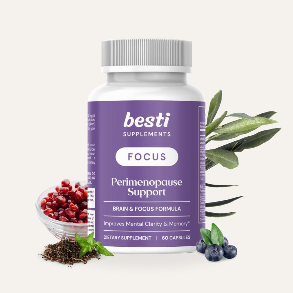 Besti Suppléments Focus - Support Periménopause avec la formule Focus+, 60 Capsules