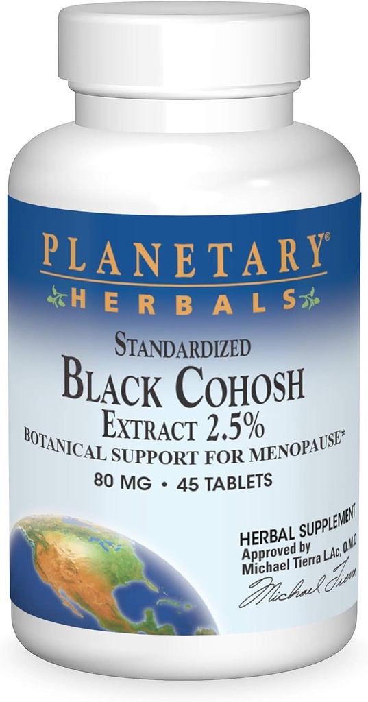 Herbes Planétaires Extrait de Cohosh Noir Standardisé 2.5 Comprimés, 45 Nombre