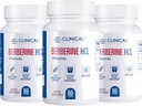Effets cliniques Berberine HCL - Pure Berberine 1200mg - Soutien du foie - Supplément végétalien - 3 Pack - Fabriqué aux États-Unis