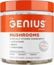 La marque Genius Champignons Genius - Supplément à base de plantes pour Imune, Focus & Energy Support - Lion's Mane, Cordyceps & Reishi - Organic & Non-OGM - 90 Capsules de Veggie