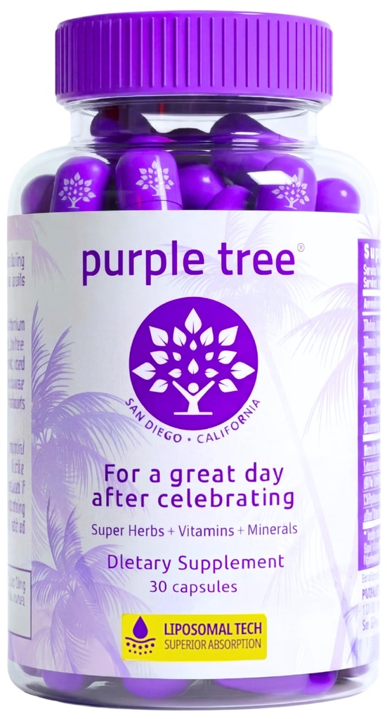 pourpre Arbre post-célébration Bien-être Vitamines : Soutien du foie, Hydratation rapide, Remplissage du corps