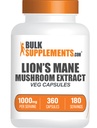 BulkSupplements.com Capsules d'extrait de champignons de la Mane de Lion - Supplément de champignons, Supplément de cerveau pour le soutien de la mémoire et du focus - Vegan, 2 capsules par portion (1000mg), 360 capsules (paquet de 1)