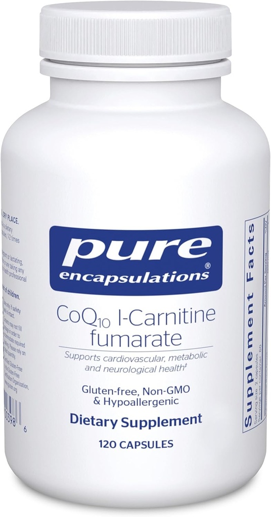 Encapsulations pures CoQ10 l-Carnitine Fumarate de Cardiopathie Ultra-Charged Support cardiovasculaire de 120 Capsules