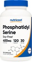Nutricost Phosphatidylsérine 400mg, 120 Capsules - Sans soja, 30 portions, Végétarien, Non-OGM, Sans gluten