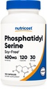 Nutricost Phosphatidylsérine 400mg, 120 Capsules - Sans soja, 30 portions, Végétarien, Non-OGM, Sans gluten