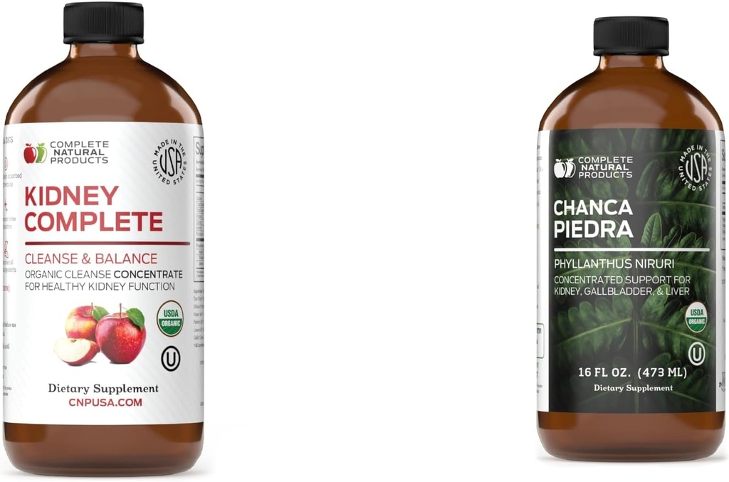 Complete Natural Products Kidney Complete 16oz & Organic Chanca Piedra Concentrate & Extract 16oz Bundle