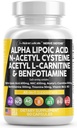 Alpha Acide lipoïque 600mg N-acétyl Cysteine 600mg acétyl L-Carnitine 500mg Benfotiamine 300mg - Supplément de soutien Nerve pour les femmes et les hommes avec la vitamine B1 B6 & B12 - Fabriqué aux États-Unis 90 capsules