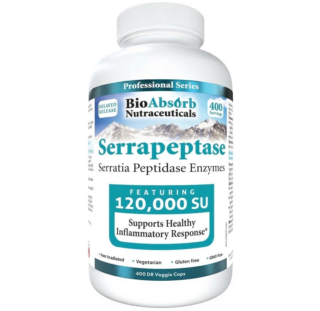 Supplément BioAbsorb Serrapeptase 120000 SPU, haute puissance, libération retardée