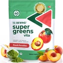 Meilleur Dégustation Super Greens Poudre avec 40+ Superfoods – Delicious Daily Green Poudre avec Vitamine B12, Zinc, Vitamine C, Magnésium et Calcium – Mélange de Jus Vert Superfood - Peach Flavor