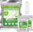 Vegan Taille 0 Capsules séparées Caps vides de pilules à base de plantes clair (200 Caps+200 corps) Sans gluten, sans OGM, kit de remplissage certifié Halal pour le bricolage végétarien vos propres suppléments