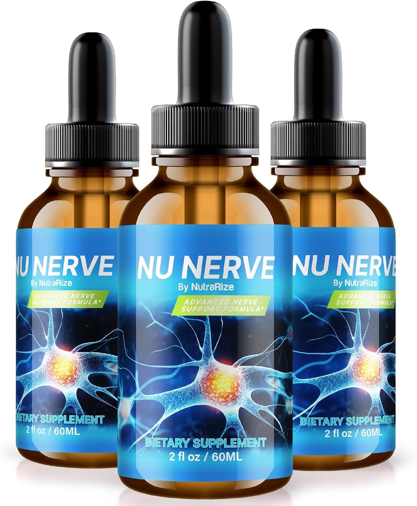 NutraRize (Pack of 3 Nu Nerve Drops, Nerve Health Support, All Natural Potent Supplement, Formule nutritionnelle pour une croissance nerveuse saine, Revues officielles des gouttes de sang liquides (90 portions)