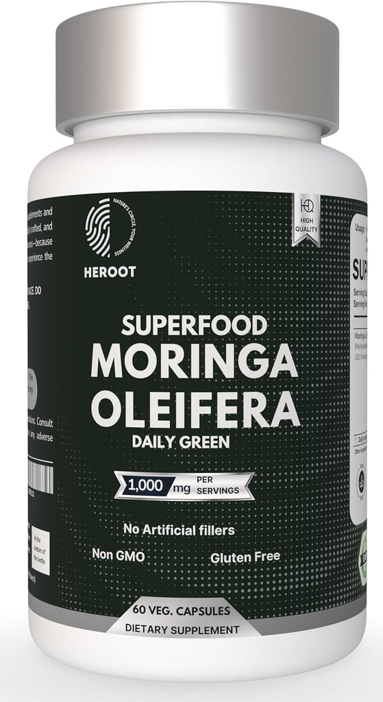 Organic Moringa Capsules | Green Moringa Leaf Supplement for Energy, Metabolism & Immune Support – 20 Capsules, Natural Superfood