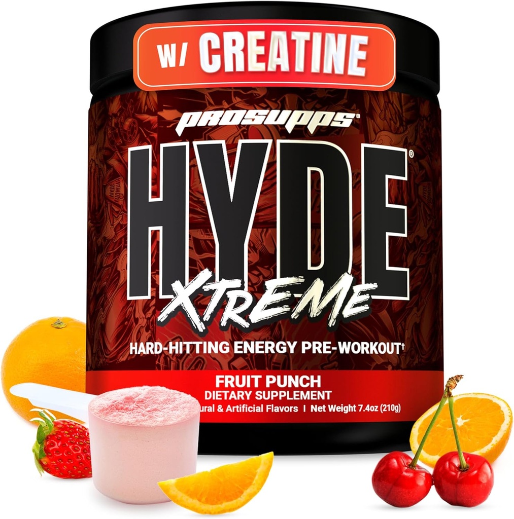PROSUPPS M. Hyde Xtreme Pre Workout Powder avec Créatine, Beta Alanine & Caféine – Extreme Energy, Pumps, Focus & Performance - Fitness & Gym Suppléments pour hommes et femmes (Fruit Punch, 30 portions)