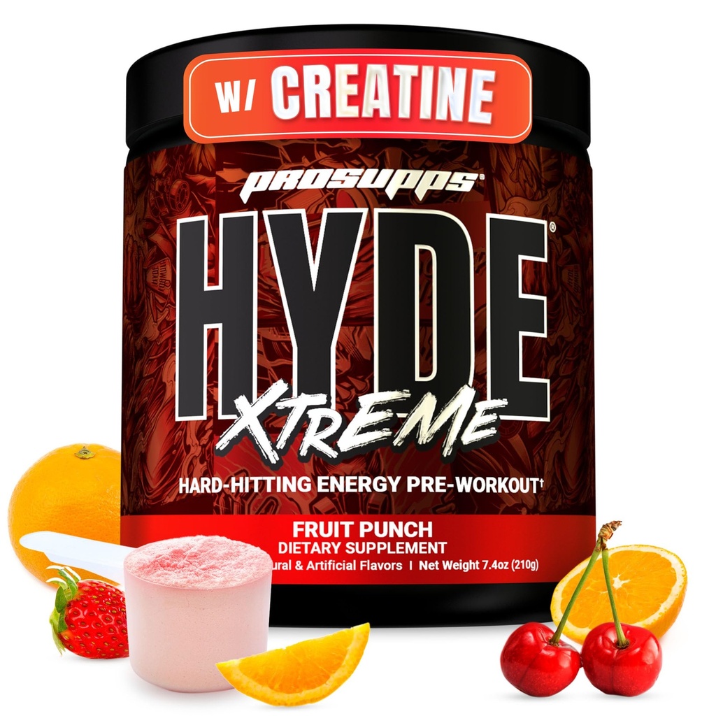 PROSUPPS M. Hyde Xtreme Pre Workout Powder avec Créatine, Beta Alanine & Caféine – Extreme Energy, Pumps, Focus & Performance - Fitness & Gym Suppléments pour hommes et femmes (Fruit Punch, 30 portions)