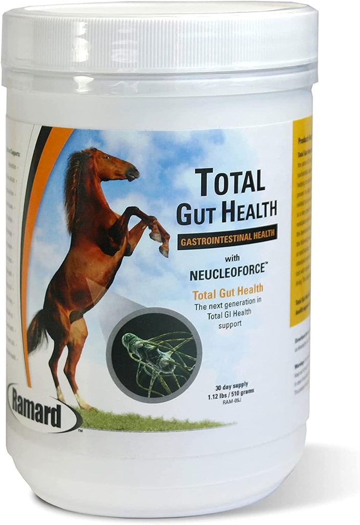 Ramard Total Gut Health Equine Digestive Support - Equine Gut Health Supplement Probiotics for Horses, Healthy Gut Vitamins, Gastric Relief, Optimum Digestive Health for Horses 1.12lb, 30-Day Supply